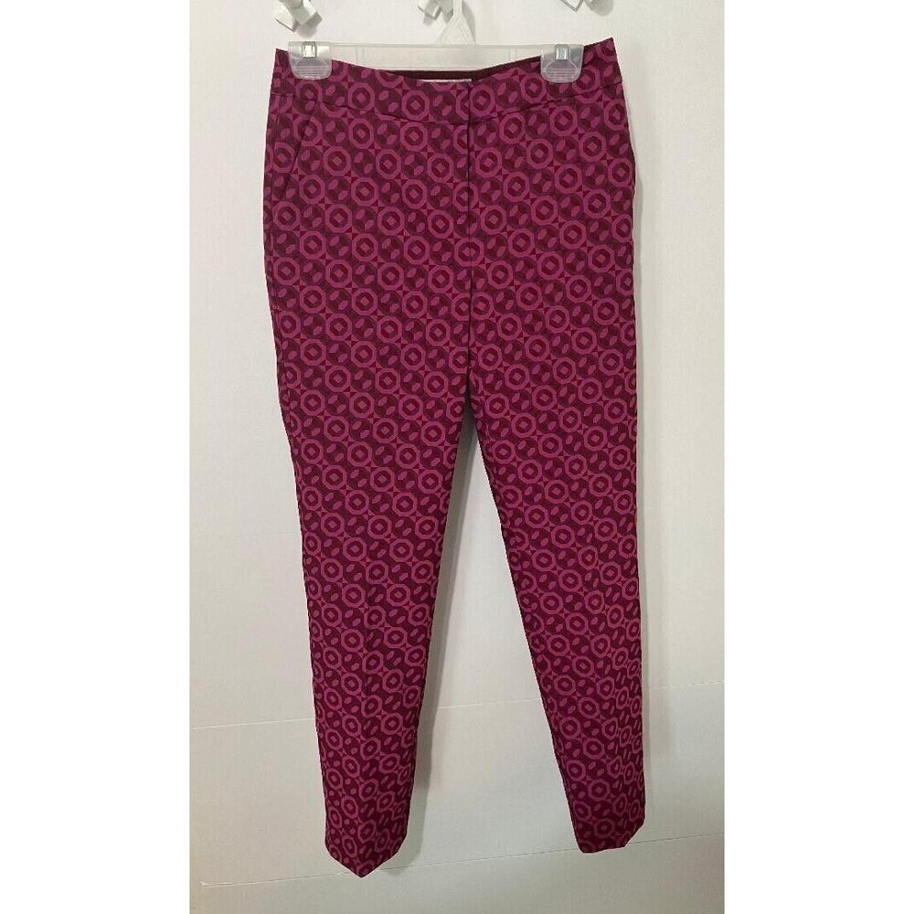 Boden 4R Purple Chino Pants‎ Geometric Paisley Lagenlook Dark Academia Aesthetic